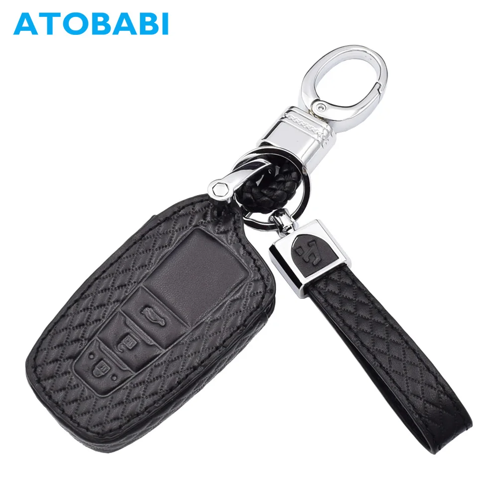 ATOBABI 3 Buttons Microfiber Leather Car Key Case Keychain for Toyota