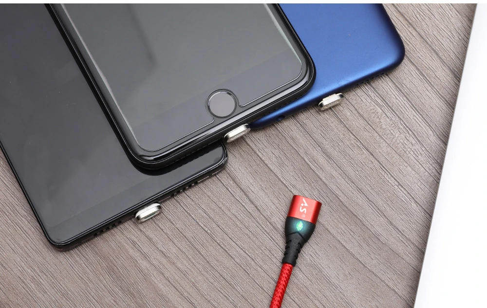 A.S Magnetic USB Cable for iPhone Cable XS Max XR X 8 7 6 Plus 6S 5 iPad Mini Fast Charging Cable Mobile Phone Charger Cord Data