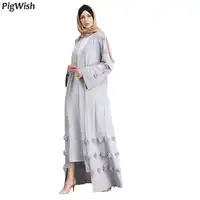2019 ใหม่ดอกไม้ Abaya ชุดสตรีมุสลิมชุดเปิด Robe ดูไบ Caftan สีดำสีขาวโมร็อกโก Kaftan รอมฎอนสวดมนต์เสื้อผ้า