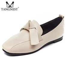 Tangnest/новые зимние балетки на плоской подошве с бантиком-бабочкой; женские оксфорды; лоферы с искусственным мехом; однотонная женская теплая мягкая обувь на плоской подошве без застежки; XWD7297