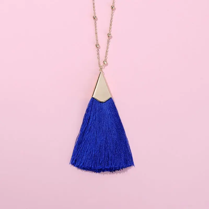 

22 Color Option ZWPON 2018 Rondell Bead Chain Long Tassel Pendant Sweater Necklace for Women Fashion Bohemian Statement Necklace