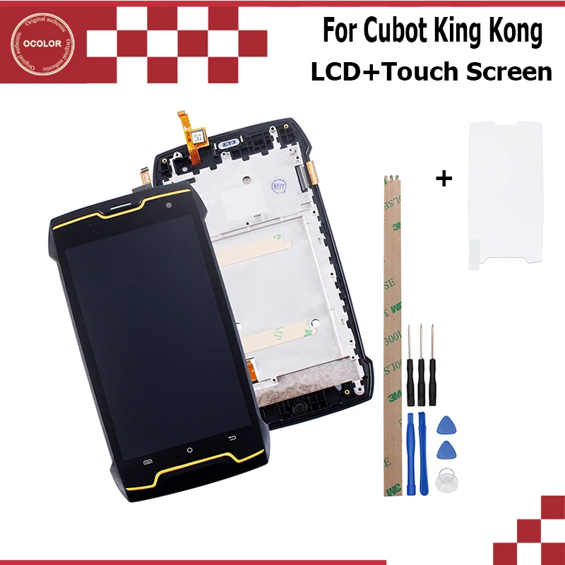 

ocolor For Cubot King Kong LCD Display and Touch Screen With Frame 5.0" Phone Accessories For Cubot KingKong With Tools +Film