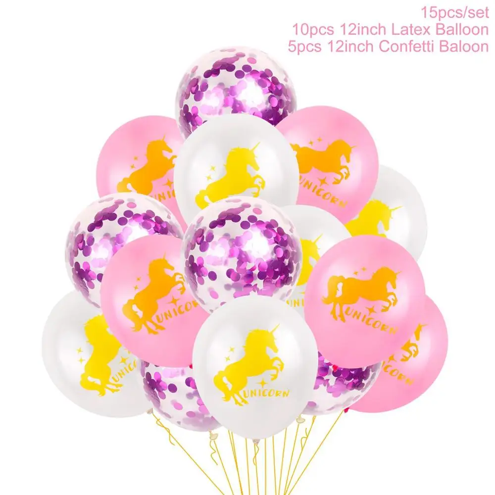 HUIRAN шары с золотыми конфетти Розовый Единорог воздушные шары Единорог день рождения поставки балон детский душ украшения балоны - Цвет: unicorn balloon 12