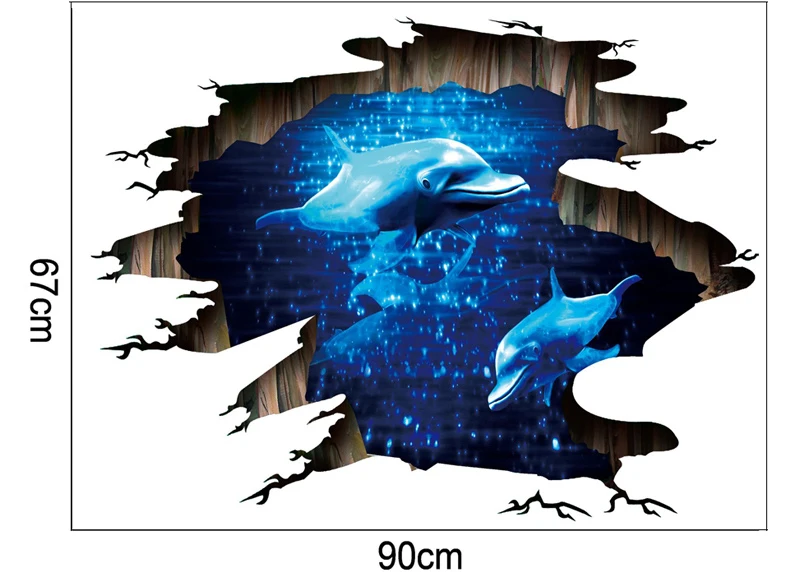 [Fundecor] 3D Phantom dolphins сломанные наклейки на стену съемные для гостиной, спальни, пола потолочное украшение для дома художественные наклейки на стены