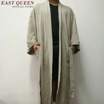 

New arrival 2018 kimono robe long nightgown Japanese style bath robe v-neck solid color male cotton nightgown CC005 Q