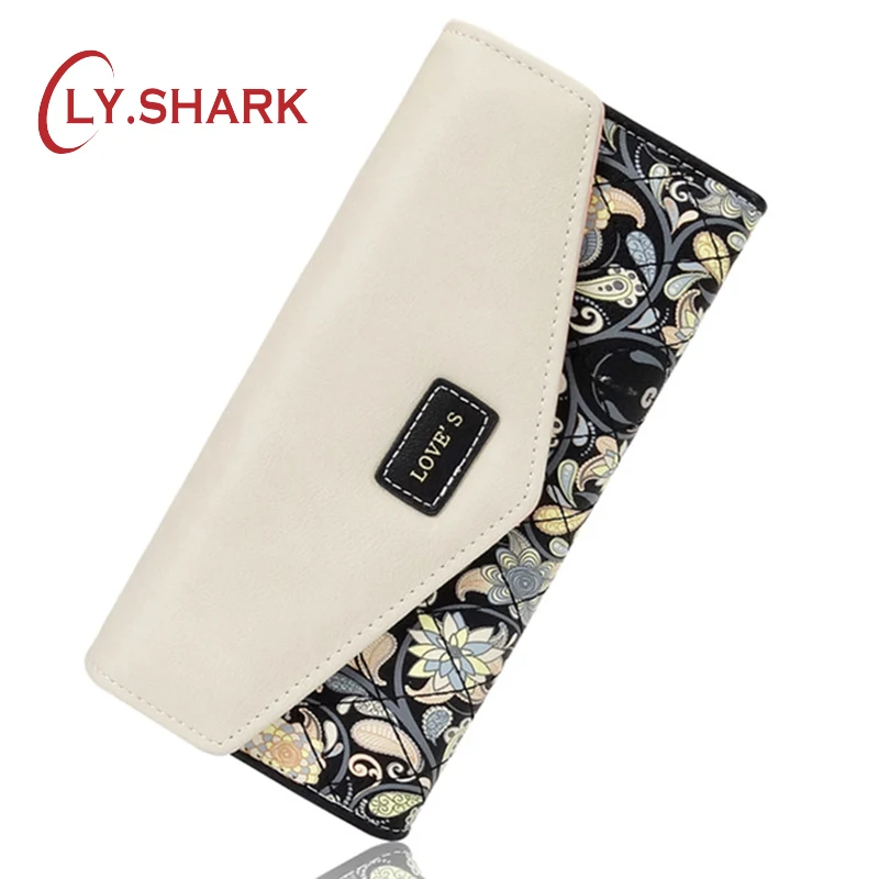 LY. SHARK Длинный кошелек для кредитных карт с цветочным принтом кожаный женский и