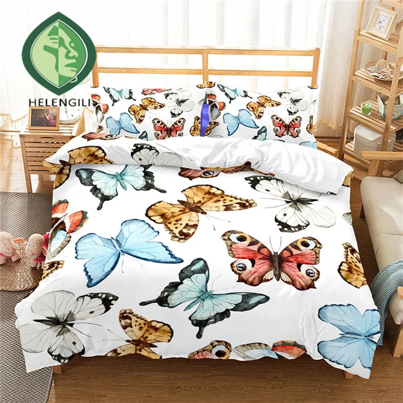 Helengili 3d Bedding Set Butterfly Print Duvet Cover Set Lifelike