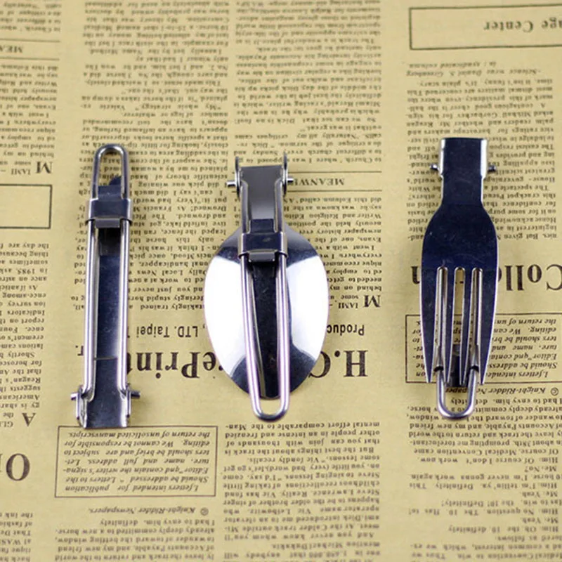 

Three-piece Set EDC Outdoor Camping Cutlery Camping Tableware Equipment Tourism Portable Tool Stainless Steel Folding Fork Spoon