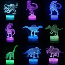Дистанционный сенсорный переключатель 3d настольные лампы спинозавр халлорум настольная лампа Argentinosaurus 7 цветов Изменение 3d Оптическая иллюзия ночной Светильник