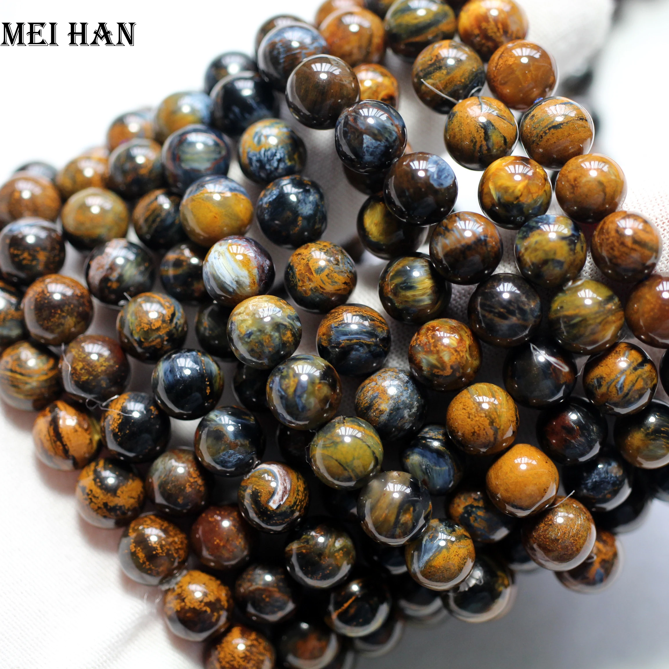 

Meihan Free shipping (20beads/set/24g) A++ natural 9.5-10mm Namibia Pietersite smooth round beads for jewelry making design