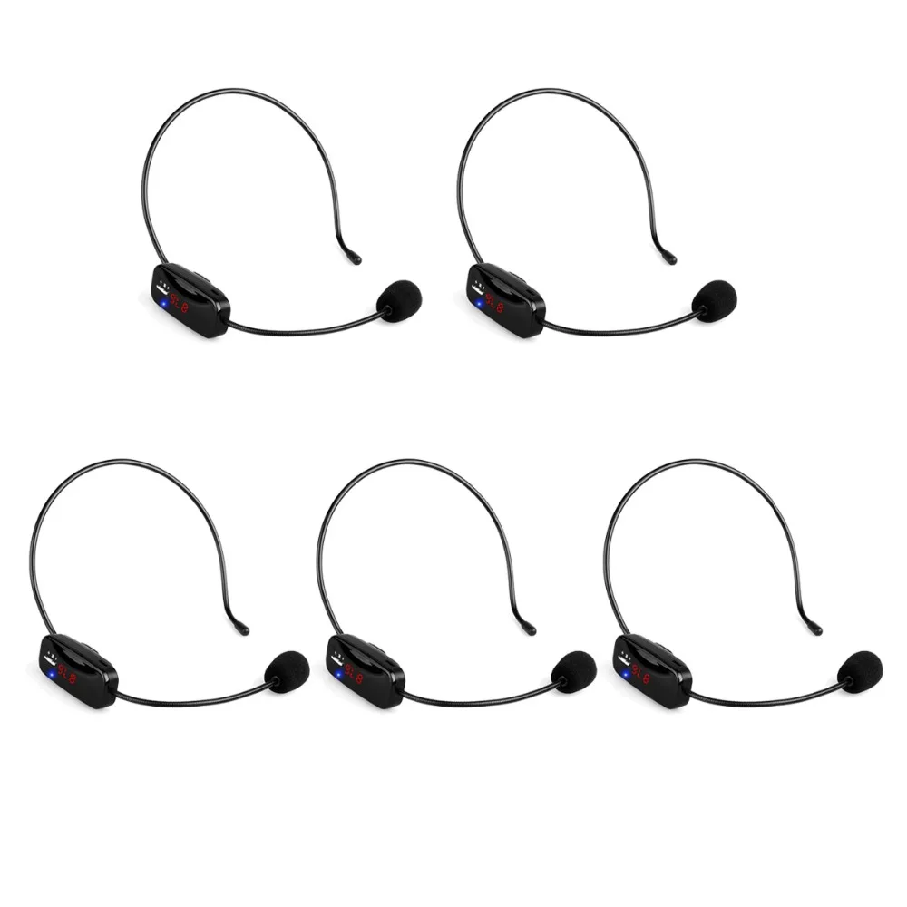 

5pcs Wireless Microphone Headset Voice Amplifier FM Transmitter 87.5-108MHz & Rechargeable battery For Teaching Tour Guide Y4430