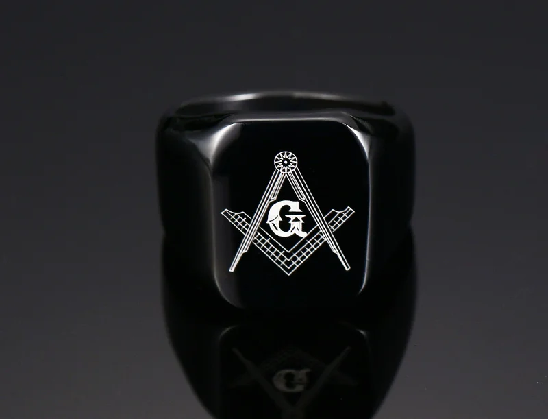 Masonic Ring Black Rings Stainless Steel Freemason Symbol G Templar Freemasonry Signet Anel Chevaliere Homme Alliance