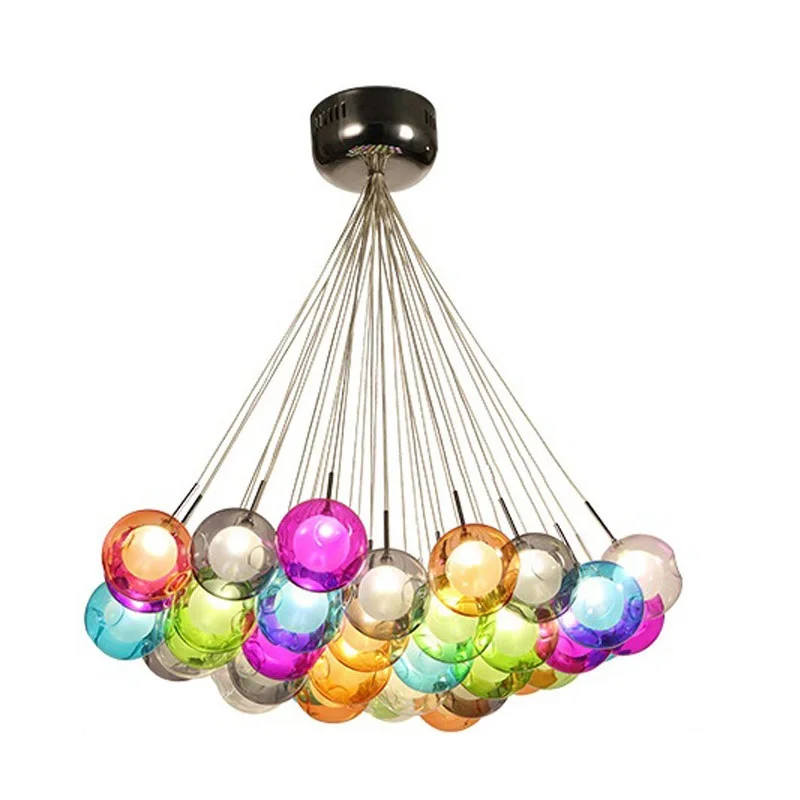 Современный цветной стеклянный шар подвесной светильник внутри светодиодный Светодиодная лампа цветной микс свободно закрытый домашний