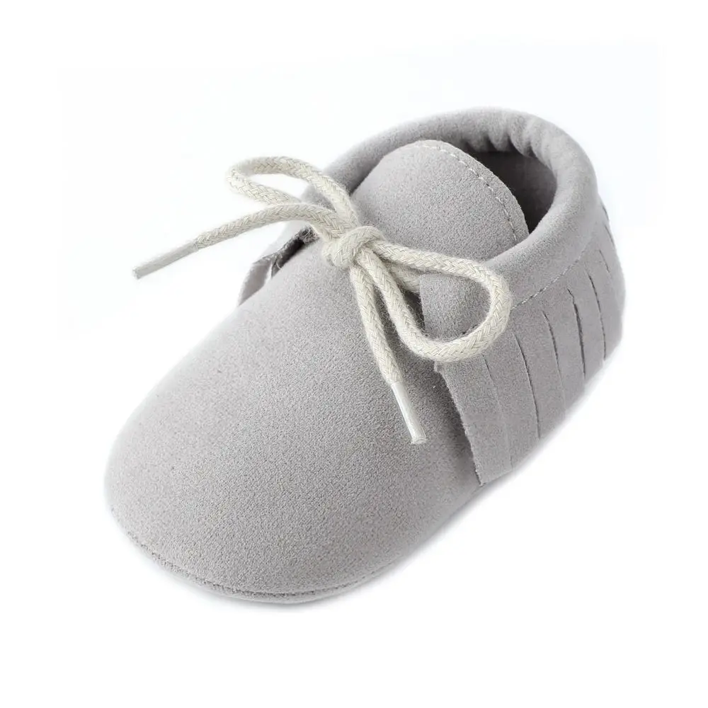 Мягкая подошва замша детская обувь унисекс малыш Мокасины младенческие пинетки детская обувь противоскользящие Bebes первые ходунки - Цвет: Gray