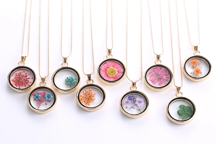 Glass Charms Pendant Necklace Dried 