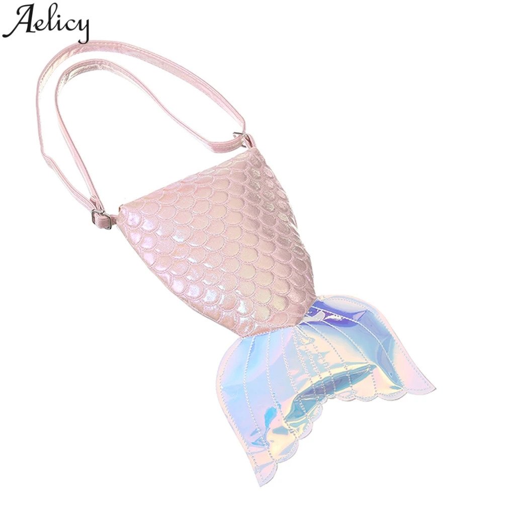 

Aelicy Women Fishtail Shaped Small Shoulder Bag Fashion Mermaid Pu Leather Zipper Bag Casual Designed Messenger Bag Hot Sales