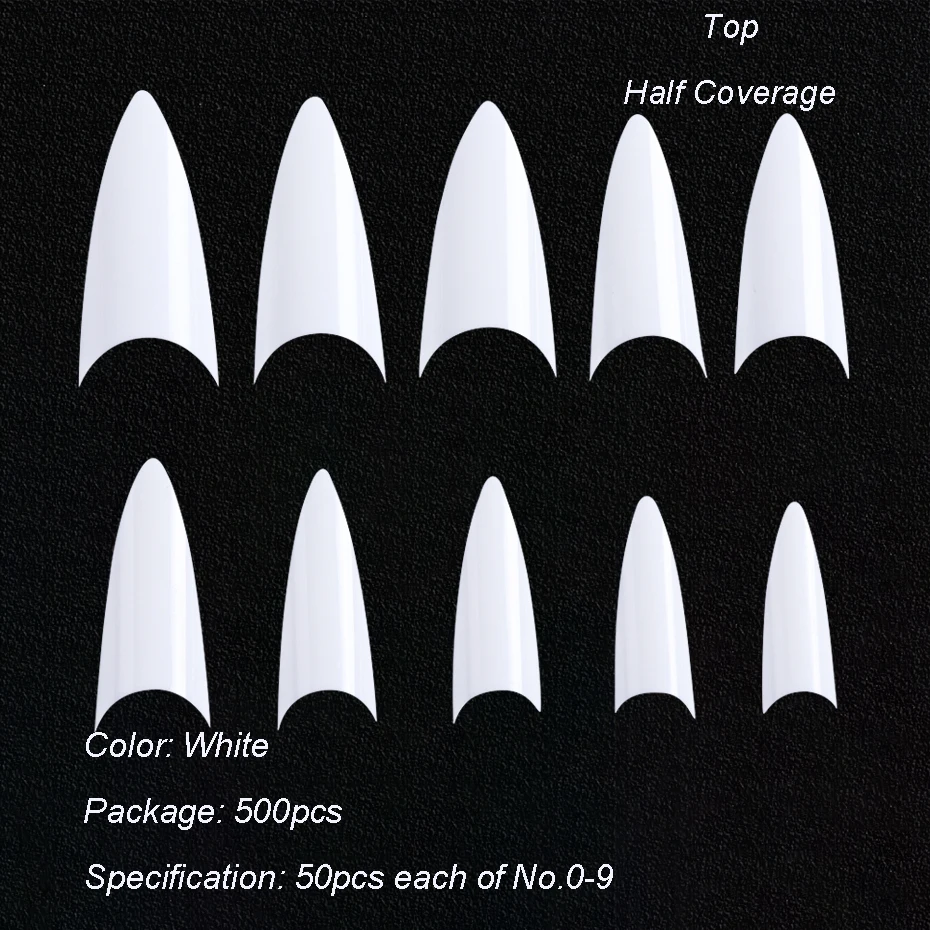 500 шт акриловые накладные ногти, чистые натуральные белые французские Кончики ногтей, форма для наращивания ногтей, сделай сам, маникюр, накладные ногти, художественные кончики SA871