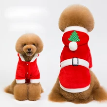 

FENG PEI 2018 Christmas Pet Clothes Soft Warm Fleece Pet Coat For Small Medium Dogs Red Color Dogs Costume Winter For Teedy