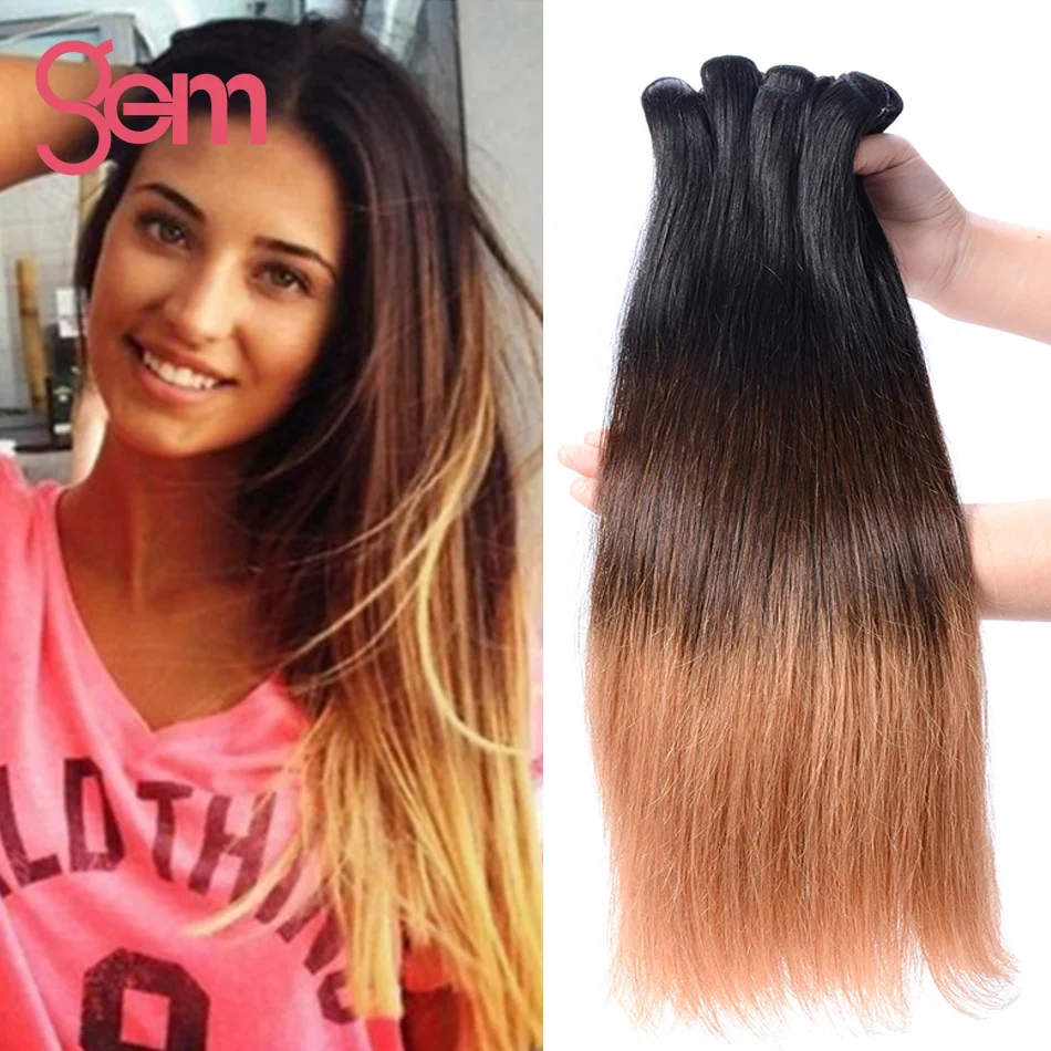 

7A Malaysian Straight Hair 3 Bundles 1b/4/27 Ombre Hair Bundles Malaysian Virgin Hair Ombre Straight Human Hair Extensions Ombre