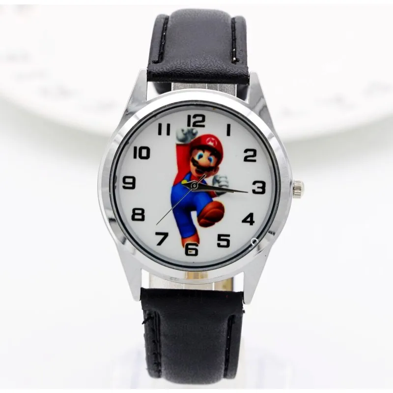 Бесплатная доставка 1 шт. мультфильм Супер Марио кукла Дети часы Дети Девочки Мальчики Студенты Кварцевые наручные часы