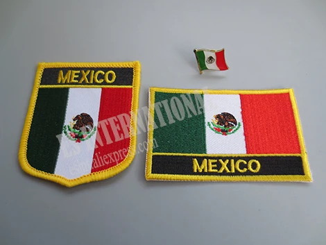 

National Flag Embroidery Patches and Metal Flag Lapel Pin MEXICO