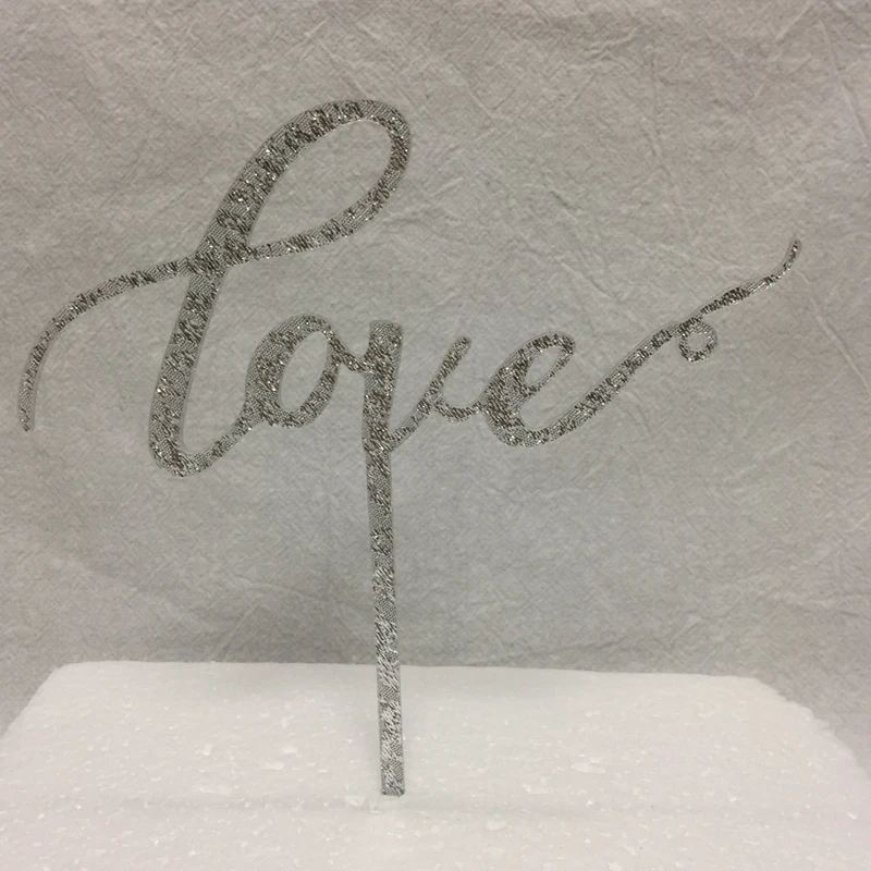 

1pc Love acrylic cake topper silver