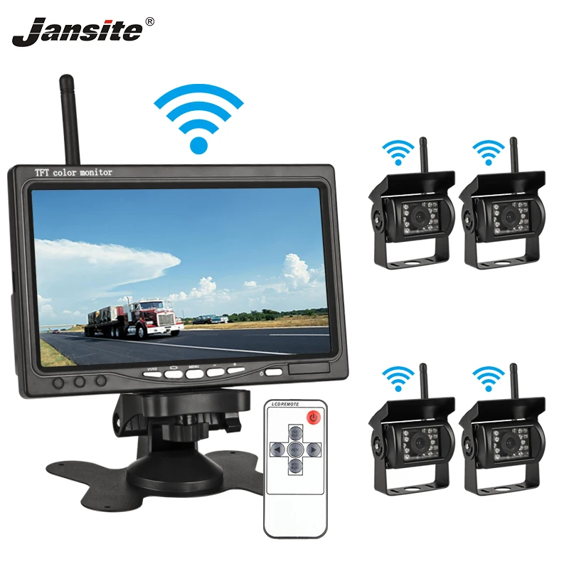 

Jansite 7" Wireless Car monitor TFT LCD Car Backup Reverse Camera Monitor for Truck Bus Parking Rearview System for Rear cameras