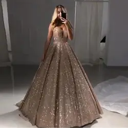 Vestido de festa menina платья для выпускного вечера цвета шампань длинное торжественное платье с блестками V Шея robe de soiree A Line Дубай вечернее платье