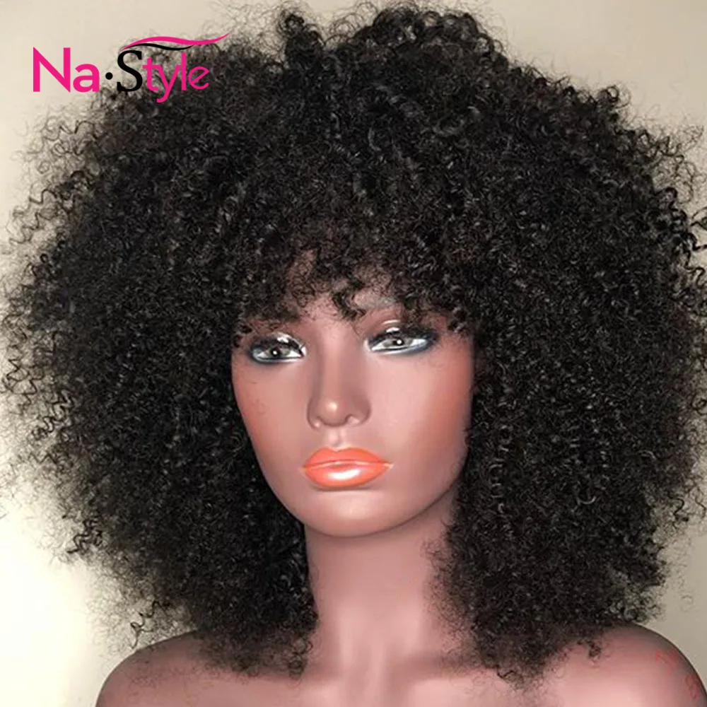 

Afro Kinky Curly Wig With Bangs Deep Part 13x6 Lace Front Human Hair Wigs For Black Women Short Human Hair Wigs Bob Mongolian
