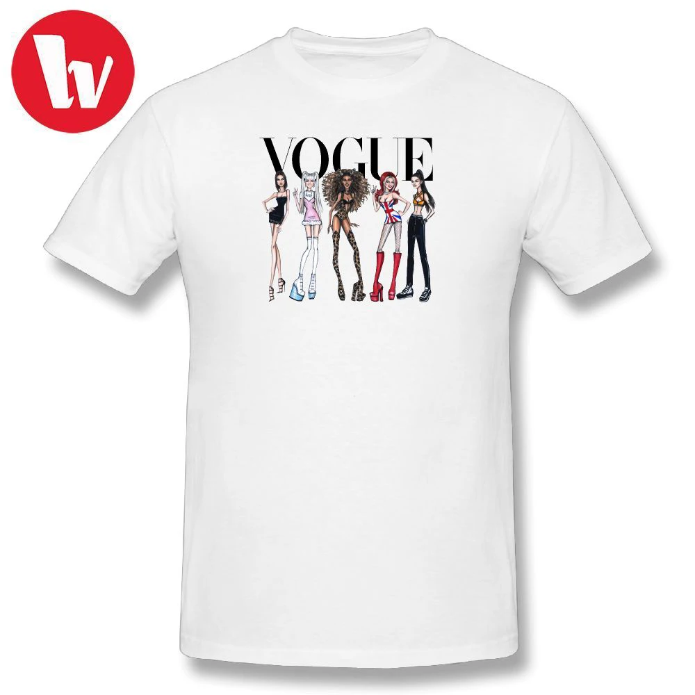 Spice Girls T Shirt VOGUE - SPICE GIRLS T-Shirt Men 100% Cartoon Print Oversized T Shirts Casual Graphic Tees Music Tee Shirt