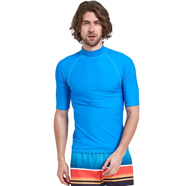 Sbart 1PC Blue Swimming T Shirts Swimsuits Men Rash Guards Swimwears