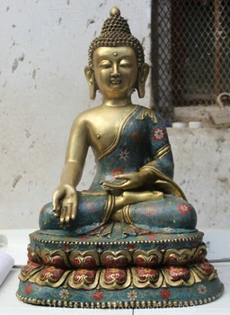 

xd 003269 20" Chinese Cloisonne Bronze Gild Sakyamuni Shakyamuni Amitabha Buddha Statue