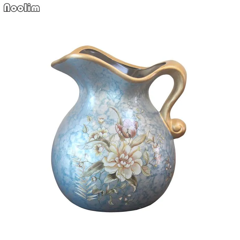 NOOLIM Modern Luxury Simple Mesa of Painting of Flowers and Birds in Vase Ceramic Small Milk Pot Process Home Decoration - Цвет: 01