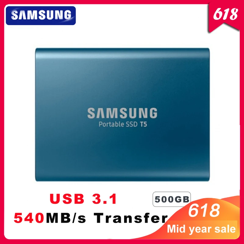 100% Оригинал Samsung T5 портативный SSD 500 Гб USB3.1 внешние твердотельные накопители USB 3 1