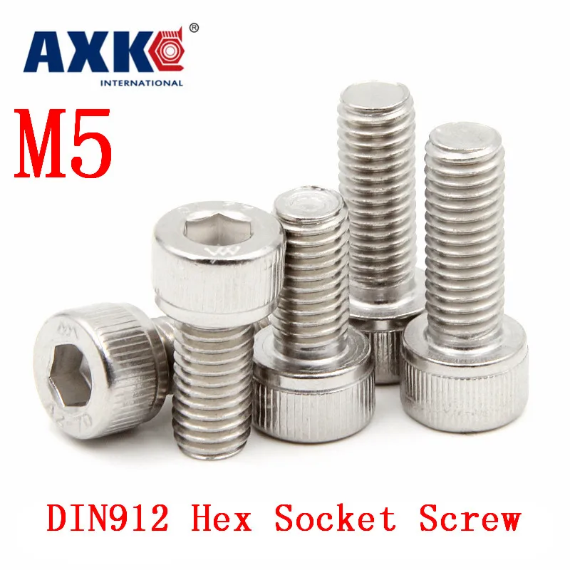 

Vis Parafuso 50pcs M5*8/10/12/14/16/18/20/25/30/35/40/45/50 Din912 304 Stainless Steel Hexagon Socket Head Cap Screws Hex Bolts
