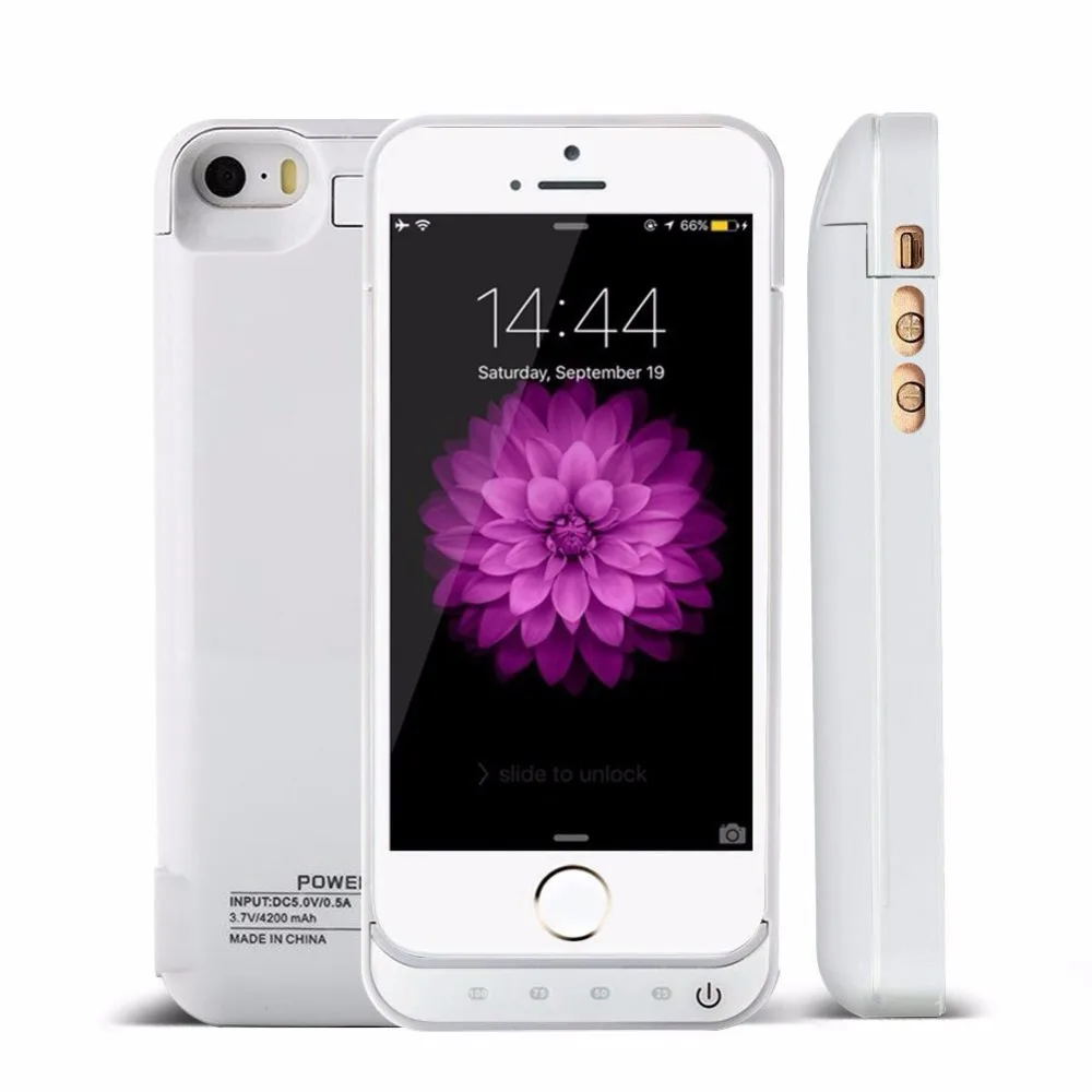 For iPhone 5 5S 5C SE Power Case 4200mAh Battery Charger Case Power Bank External Battery