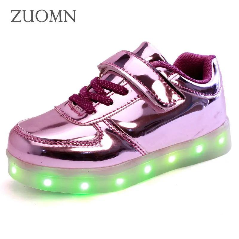 Kids Shoes Rodinha Basket LED Kids Light Up Shoes for Children Glowing Sneakers with wheels Led