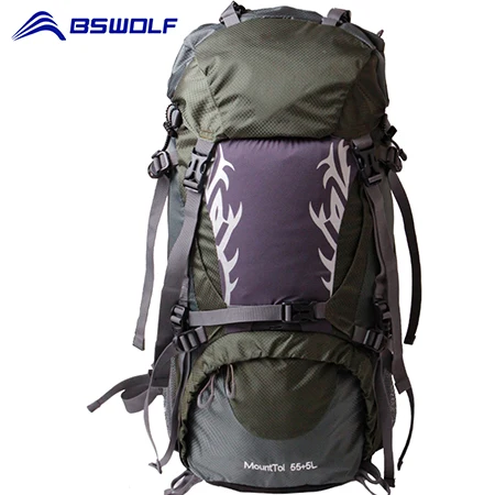 Army Green 60L BSWolf Открытый походный рюкзак 50л/60л большой емкости рюкзак для путешествий рюкзак для альпинизма водонепроницаемый рюкзак для альпинизма - Цвет: Army Green 60L
