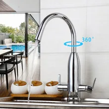 Кухня и столовой 2 рычаг очиститель воды кран 360 градусов Поворотный повернутого смесителя хромированная отделка горячей и холодной воды смесители