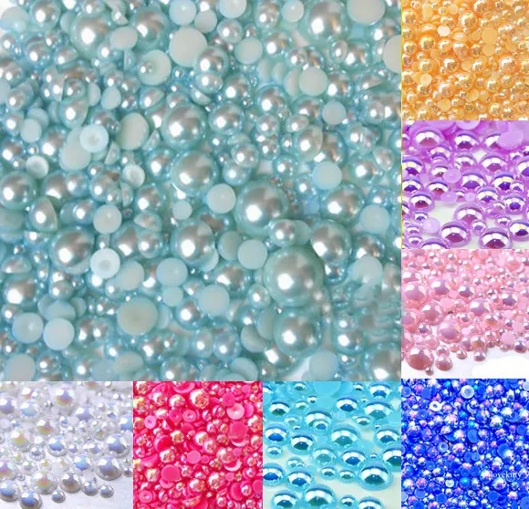 

Dressing Decoration Light Blue AB Size from 2-10mm Craft ABS Resin Flatback Half Round Pearls Flatback Scrapbook Beads Jewelry