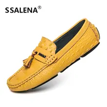 Mens Casual Leather Boat Shoes Comfortable Slip On Tassel Soft Moccasins Shoes Mens Non-Slip Driving Shoes AA11644