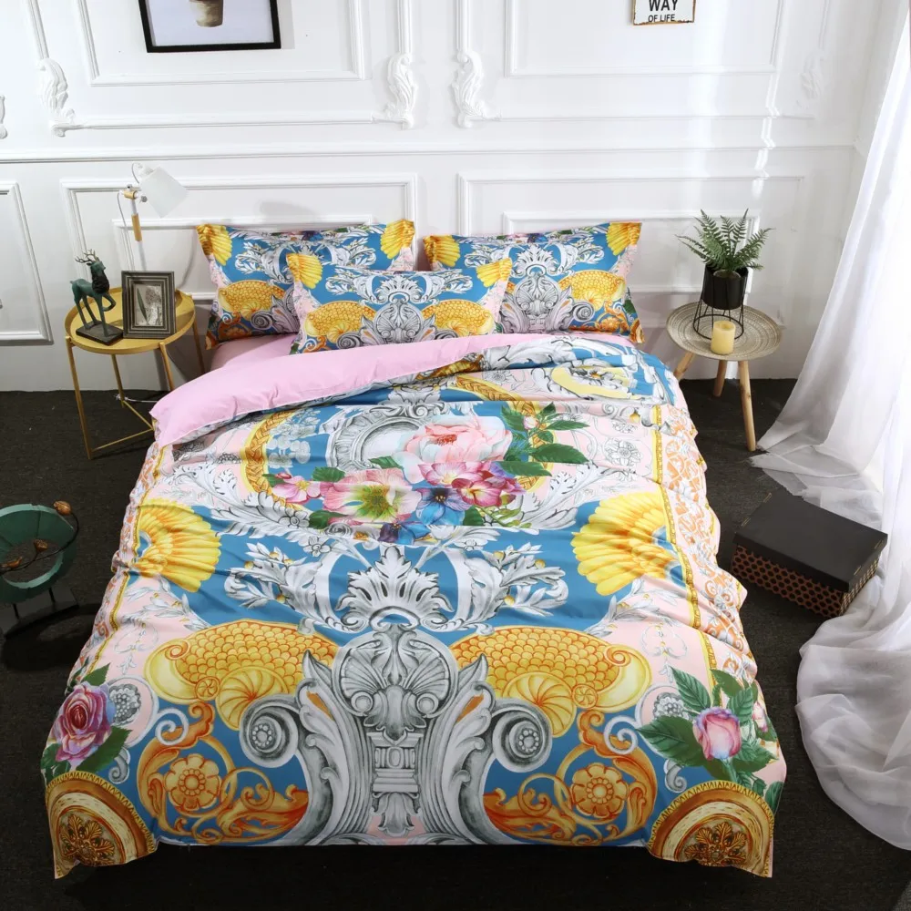 

Drop Shipping 3D Digital Printing Duvet Cover Pillowcases Bohemia Blue Flower Soft Bed Covers 3/4PCS D28 Bohemia Flower