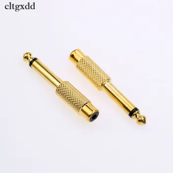 

cltgxdd 5Pcs 6.35mm Jack Male to RCA Female AV 1/4" Mono Plug Jack Audio Adapter Gold Plated lotus Audio Sound Mixer Connector