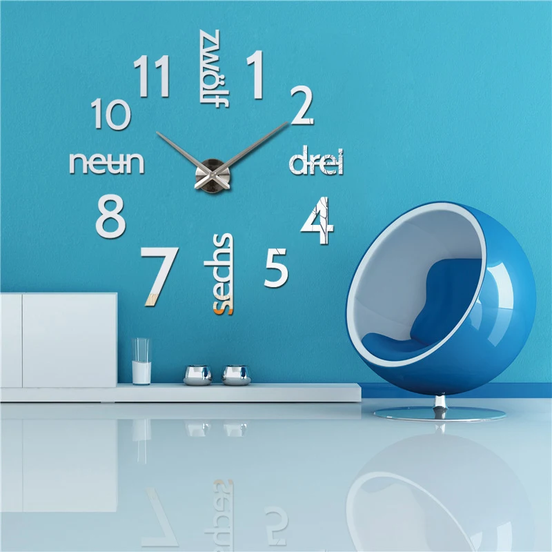 nový Quartz hodiny módní hodinky 3d velké nástěnné hodiny spěchané zrcadlový štítek diy moderní design výzdoba zátiší