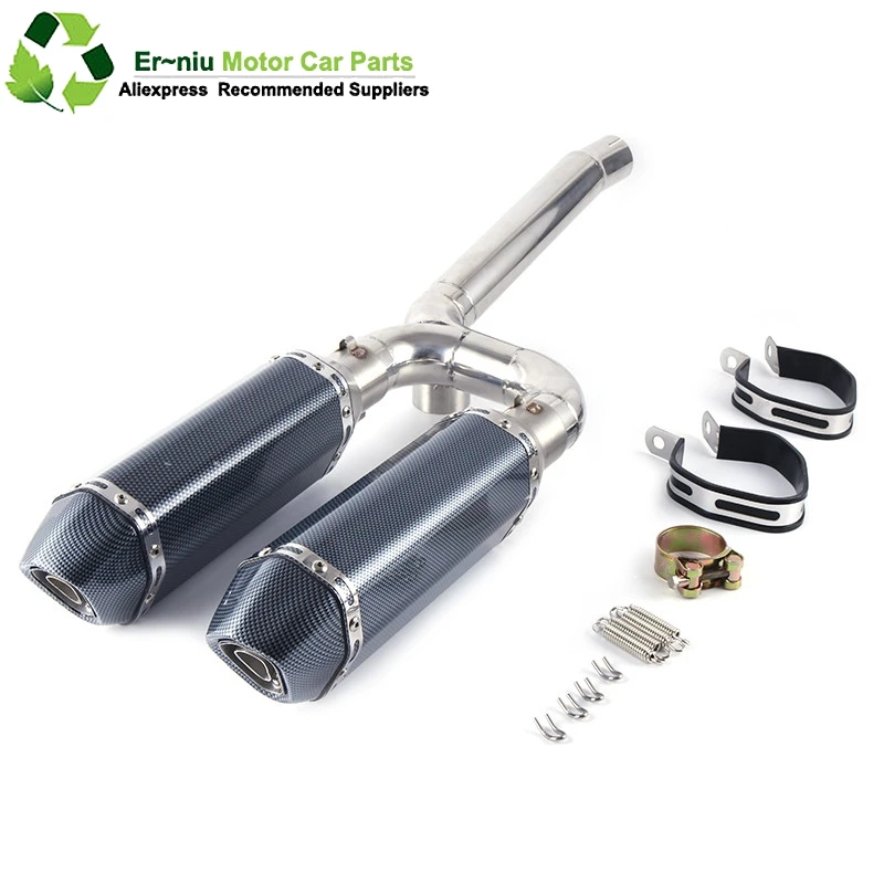 

Motorcycle Exhaust Muffler Contacter Link Mildde Pipe + Exhaust Full System Slip-On For Yamaha FZ6N FZ6S FZ6