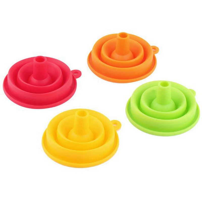 

1pcs Color Random Foldable Funnel Silicone Collapsible Fold Portable Funnels Be Hung Household Liquid Dispensing Kitchen Tools