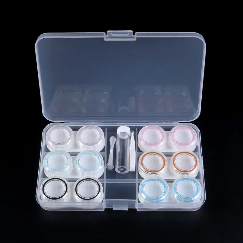

1 Set Contact Lens Case Box 6 Boxes Simple Transparent Leakproof Portable Storage Eye Care Kit Organizer Container