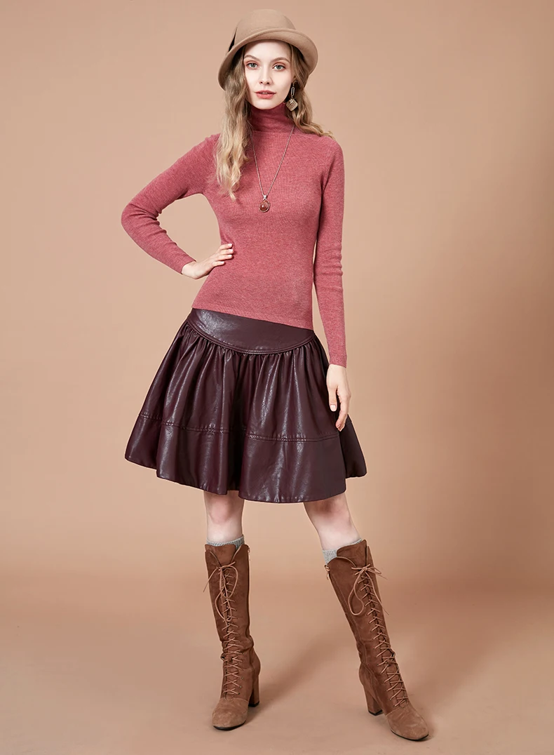 ARTKA Осенняя Женская плиссированная юбка в стиле ретро с бантом кожаная винтажная юбка женская плотная мини-юбка QA10889Q
