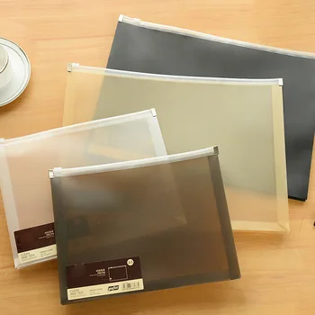 

1pcs Simple zip file bag Large capacity transparent solid color information bag A4/A5 file storage bag
