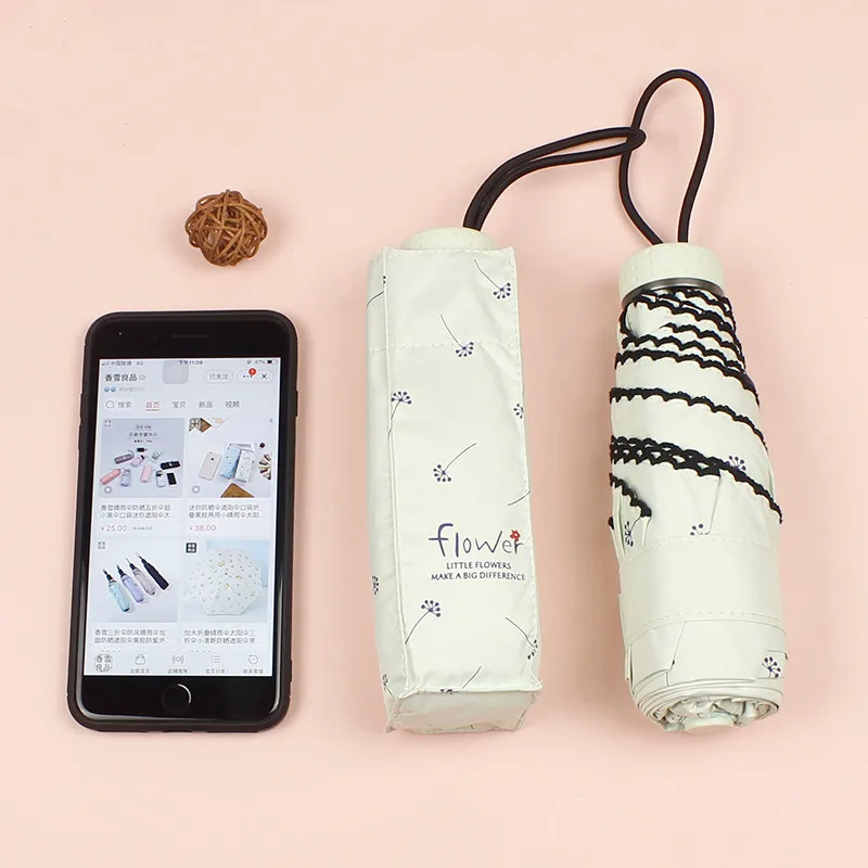 7.Umbrella Rain Women Folding Umbrellas Female Sunny Parasol Lovely Mini Pocket Umbrella Girls Travel Waterproof